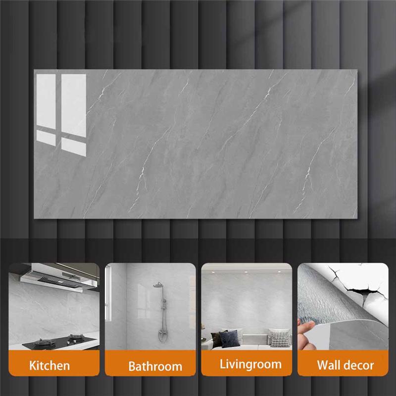 Self-adhesive PVC Faux Marble Tile Sticker Waterproof Peel-and-stick Wall Decal for Kitchen Backsplash Bathroom Decor