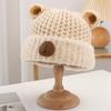 Cute Bear Hat for Women In Winter Plush New Korean Knitted Hat Versatile Warm Ear Protection Thickened Fashionable Plush