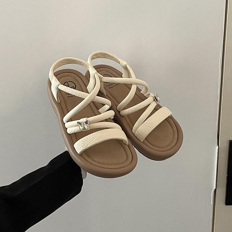 

Сандалии Rome with Skirt женские летние 2025 года, новые универсальные пляжные сандалии с открытым носком на платформе, супермягкие черные внешние сандалии 40 бежевый