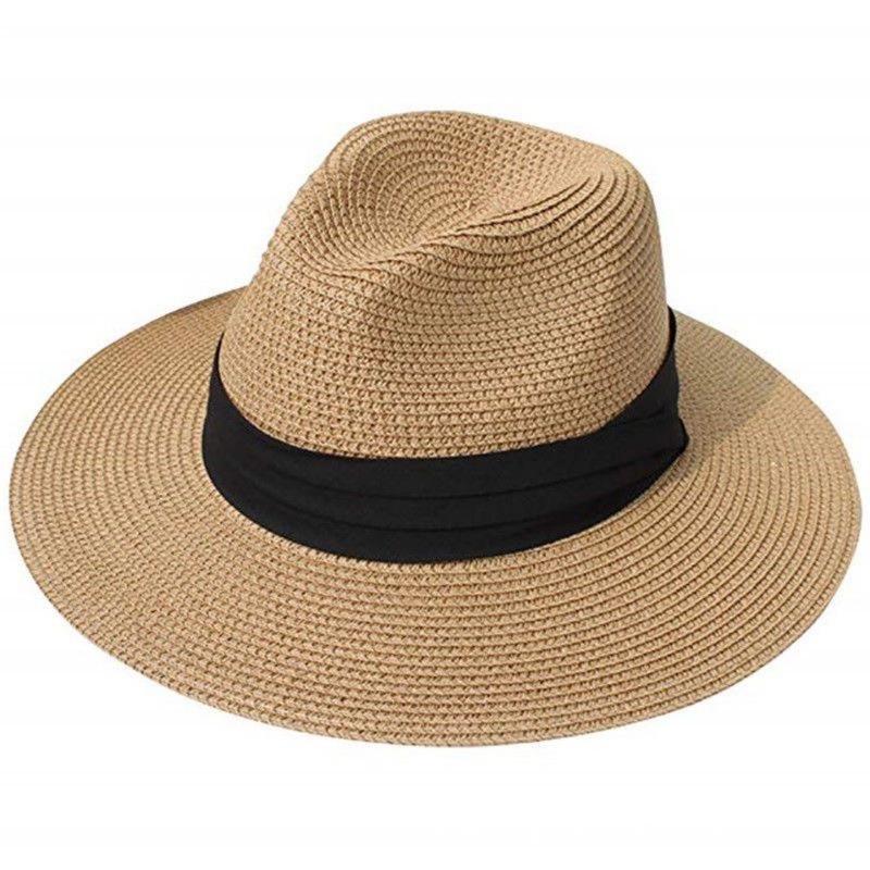 Women's Straw Hat Panama Star Top Hat Sun Shade Foldable Couple Hat Beach Hat