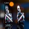 Cute Female Rainbow Zircon Stone Oval Hoop Earrings Fashion Female Rose Gold Color Wedding  For Women