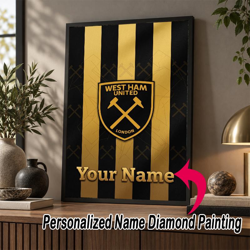Custom Name West Ham United FC 5D Diamond Painting Personalized Full Drill Diamond Art Kit Gift