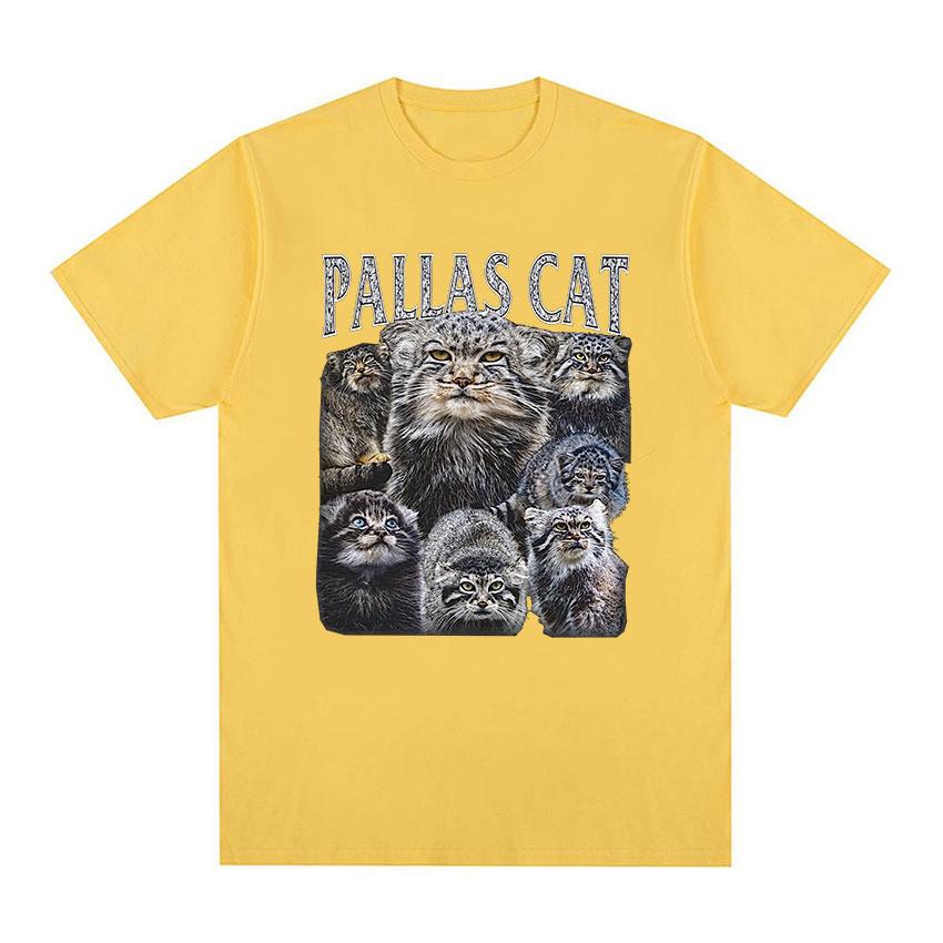 Vintage Pallas Cat Funny Meme Tee Shirt Men Women Fashion Cotton Short Sleeve T-shirt Cute Clothing Harajuku Oversized T Shirts