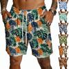Herren Freizeitshorts mit Kordelzug Leichte Schnelltrocknende Fünf-Punkt-Länge Hawaiianischer Print Sommer Strandmode Badeshorts