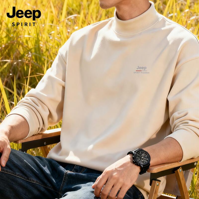 JEEP SPIRIT Men's Thermal Half-Turtleneck Long Sleeve Top