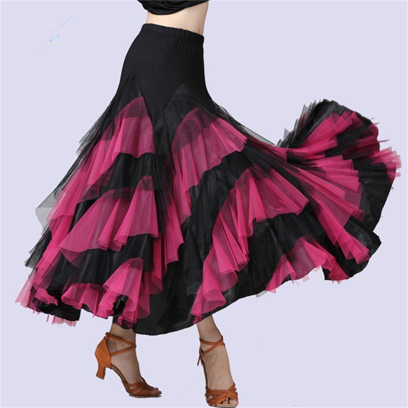 Women Flamenco Dancing Costume Waltz Ballroom Dance Dress Classical Competition Practice Layered Big Swing Spanish Skirts