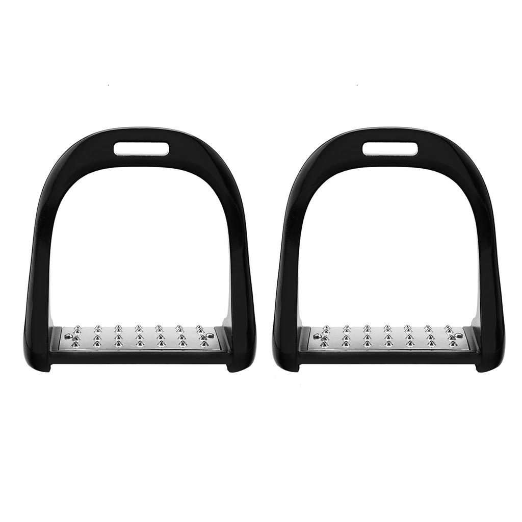 Horse Riding Stirrup Stainless Steel NonSlip Pad Equestrian Aluminum Saddle With Painting Black