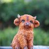 Cute Highland Cow Figurine Realistic Highland Cow Sculpture Set Of 2 Resin Animal Statue Decor Shelf Table Tray Living Room
