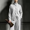Women Solid Loose Stand Collar Button Corduroy Long Sleeve Cardigan Coat