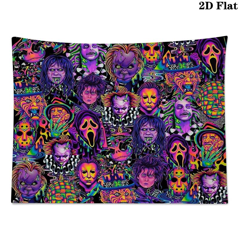 Horror Movies Wall Tapestry Aesthetic Wall Hanging Printed Fabric Blanket Decorative Tapestries for Bedroom Living Room Home Decor