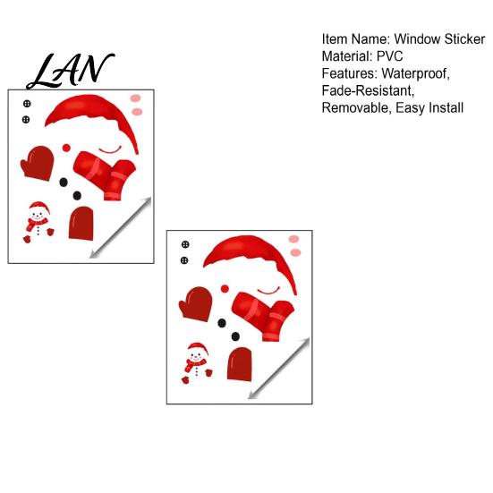 Indoor Outdoor Holiday Signage Christmas Static Window Clings, Smiling Snowman Decals with Snowflake Party Supplies Patterns, Waterproof PVC