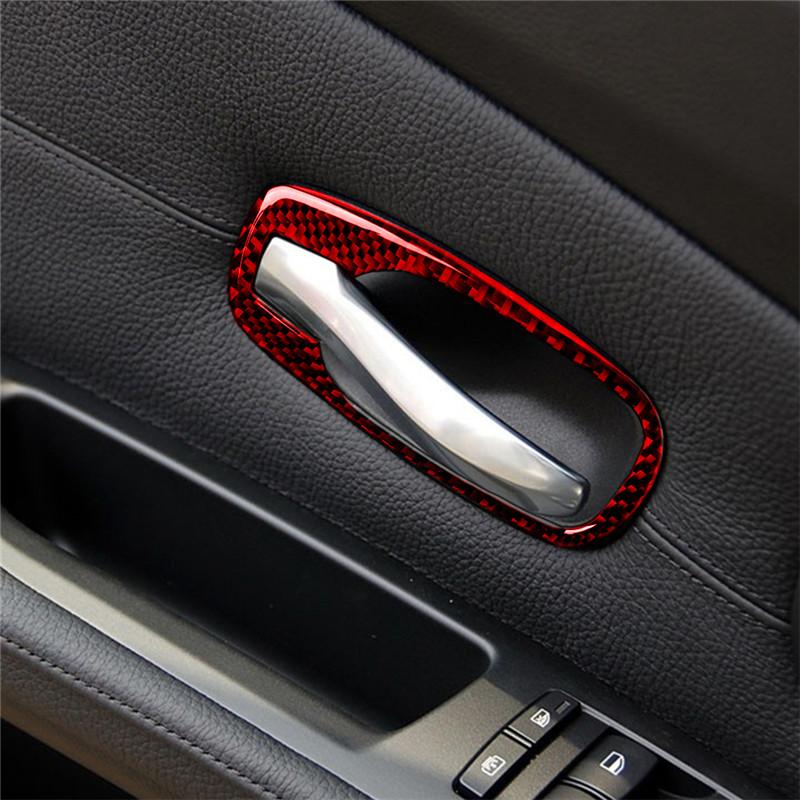 Carbon Fiber Car Interior Door Handle Trim Frame Cover Decor Stickers For BMW 5 Series E60 2006-2010 Styling Accessories
