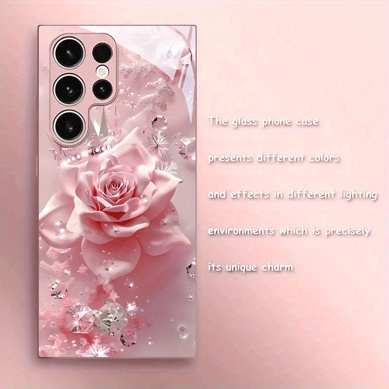 Pink Diamond Rose Shimmer Pattern  Phone Case for Samsung Galaxy S26 S25 S24 S23 S22 S21 S20 Note 20 Ultra  Back Cover