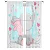 Söt Baby Elefant Med Hjärtan Skir Gardin För Vardagsrum Modern Voile Tüll Fönstergardiner För Sovrum Kök Draperier