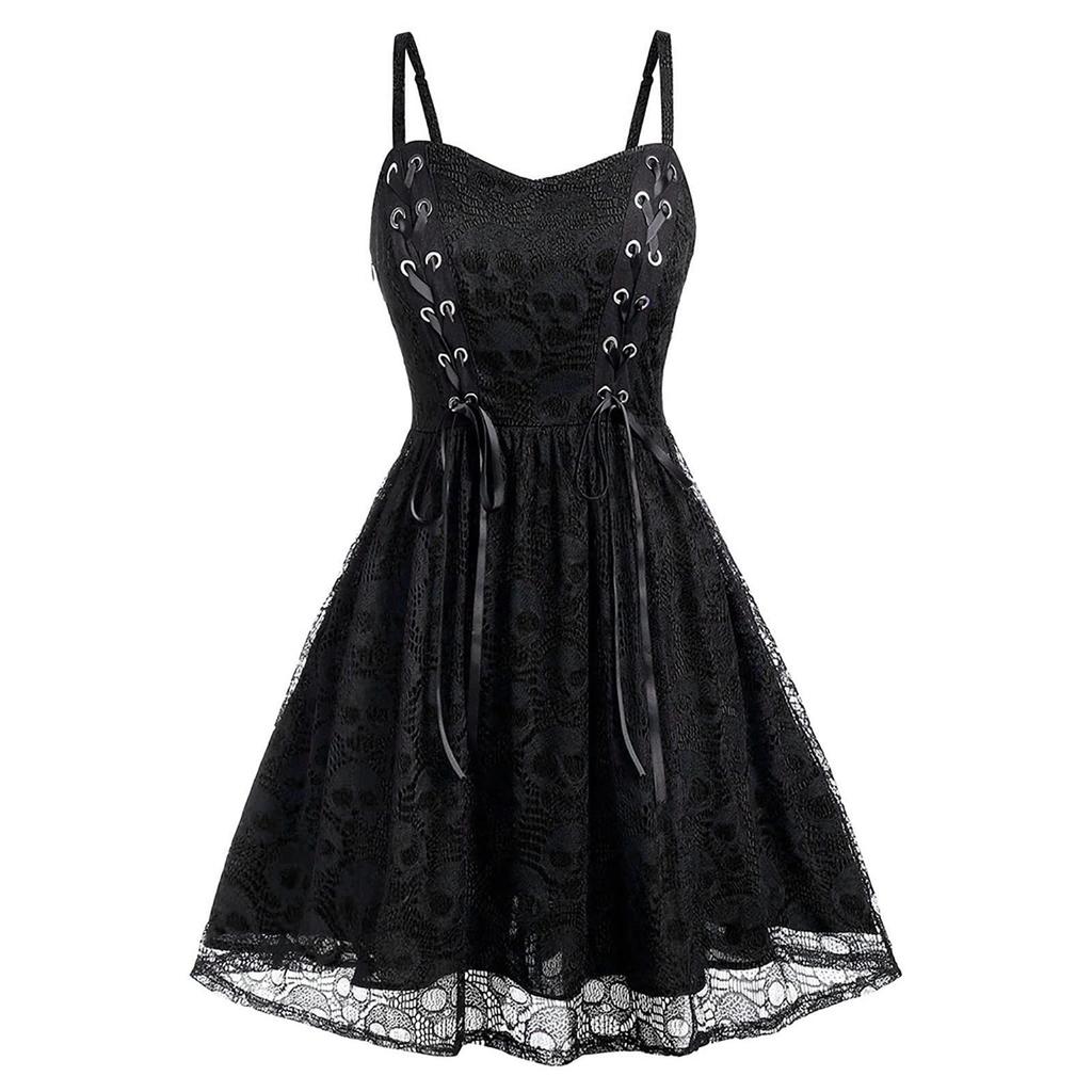 Women's Lace Mesh Halloween Sleeveless Suspender Dress