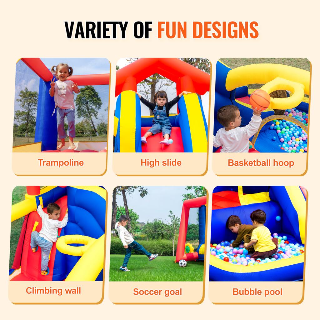 SucceBuy Inflatable Bounce House Outdoor High Quality Playhouse Trampoline Jumping Bouncer for Kid Ages 3–8 Years