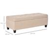 Linen Storage Ottoman, End of Bed Bench, Padded Footrest Seat with Tufting Design, Hinged Lid and Wood Frame 125L x 49W x 41.5H cm Beige