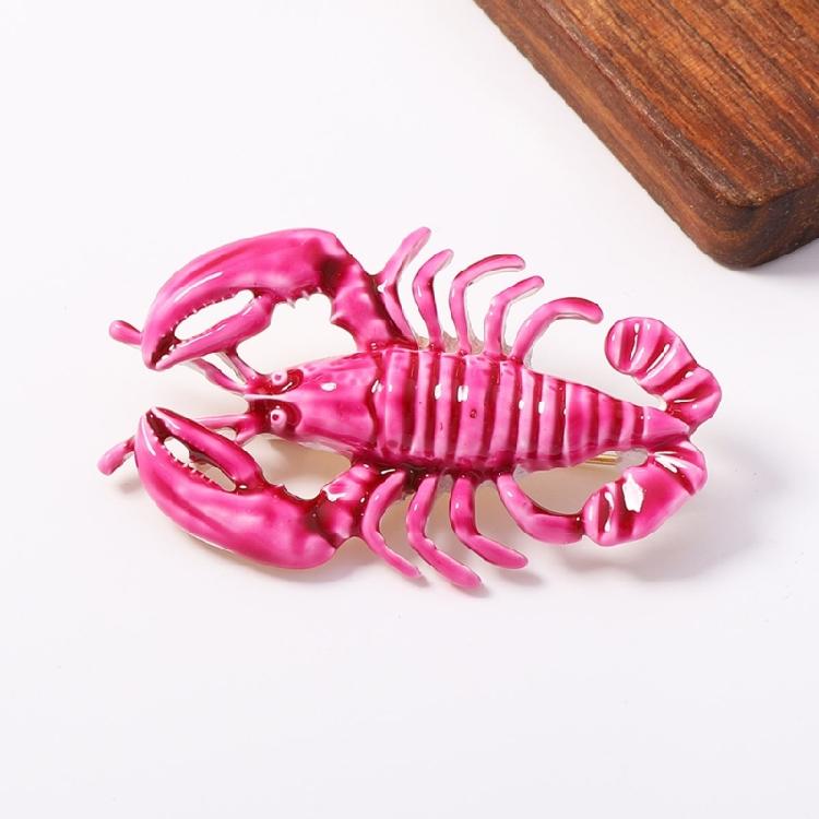 Urlaubsstil Hummer Brosche Rosa Glänzend Zinklegierung Anstecknadel, Meeres-Thema Statement Schmuck für Oberteile, Jacken, Strandausflüge und Tägliche Outfit-Schichten