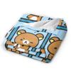 Cute Bear Rilakkumas Flannel Blanket Winter  Warm Throw Blanket for Kids Adult Bedroom Funny Bedspread Sofa Bed Cover