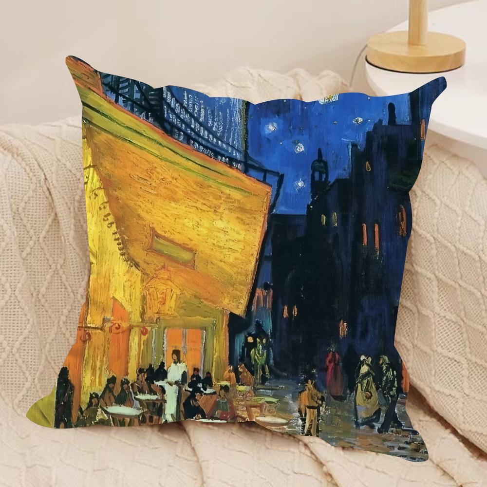Van Gogh Original Print Cushion Cover Silky Short Plush Invisible Zipper Dustproof Sofa Pillow Case For Home Decor