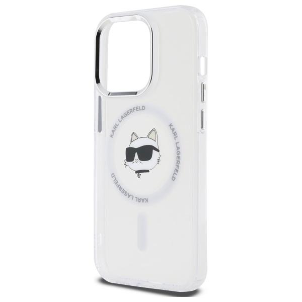 Karl Lagerfeld Klhmp14Lhlschh Iphone 14  Pro 6.1 Biały/White Hardcase Iml Metal Choupette Head Magsafe