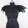Female Victorian Gothic Natural Feather Collar Choker Shrug Shawl Shoulder Wrap Cape with Ribbon Ties for Costume Decoration