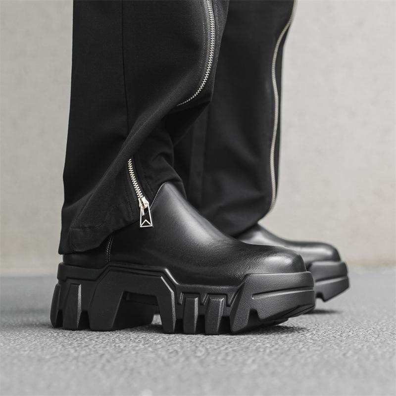 Gear Big Head Derby Shoes Men'S Commuting One-Pedal Loafers Muffin Platform Leather Shoes 66644-J