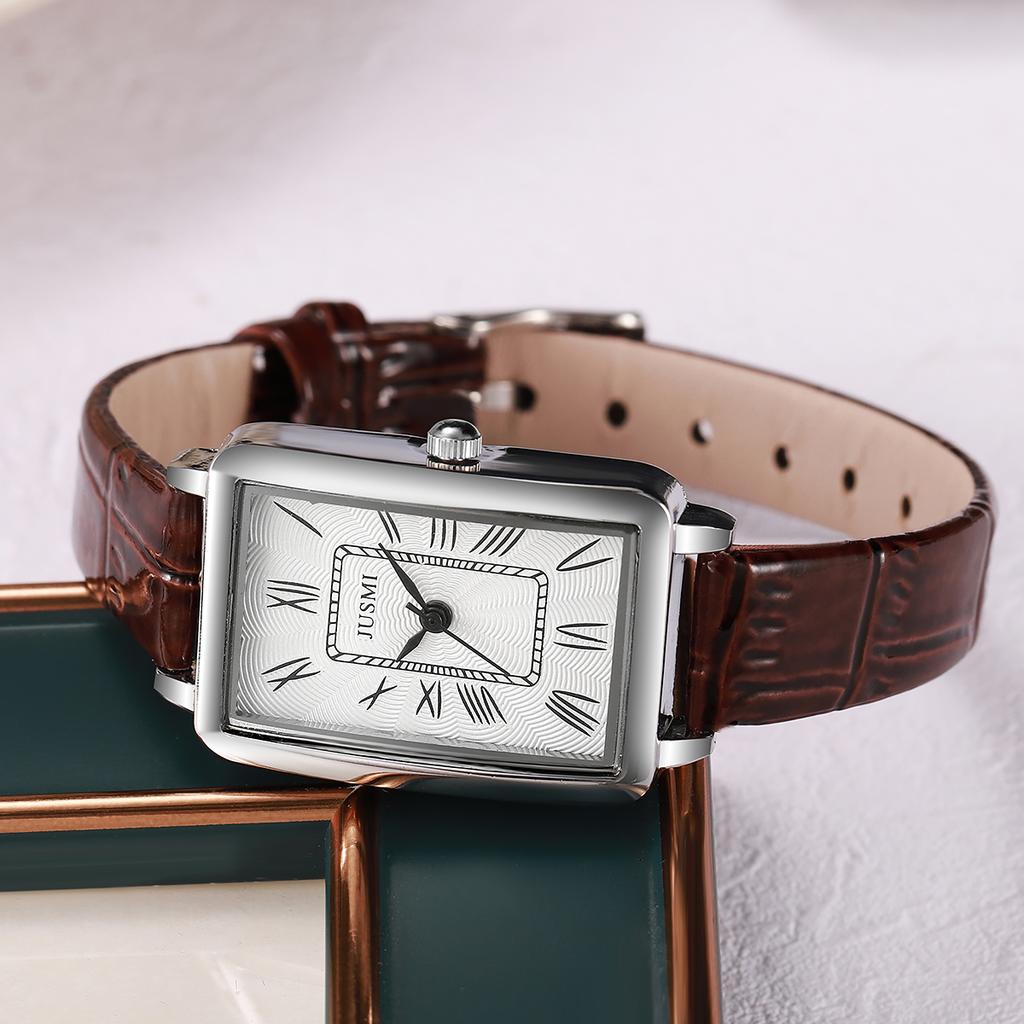 Einfache Retro Elegante Lederarmband Römische Ziffern Quarz Damenuhr für den Alltag und Weihnachtsgeschenke