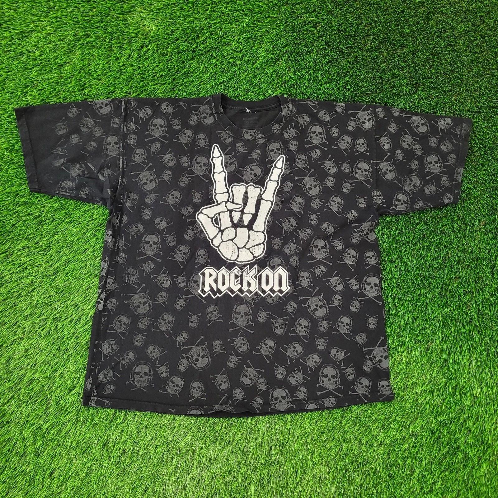 

No-Boundaries Skeleton Skull AOP Shirt XL/2XL 24x27 Black Rock-On M