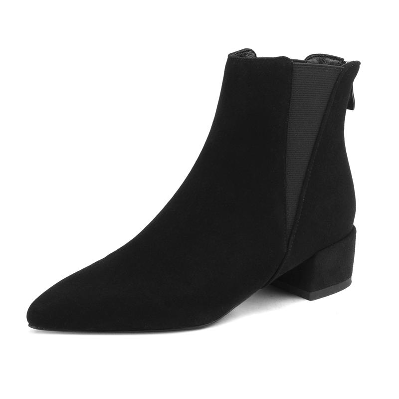 Fashion AIYUQI 2025 New Style Women's Chelsea Boots Genuine Leather Thick Heel Women Short Boots Large Size Pointed Toe Female Boots