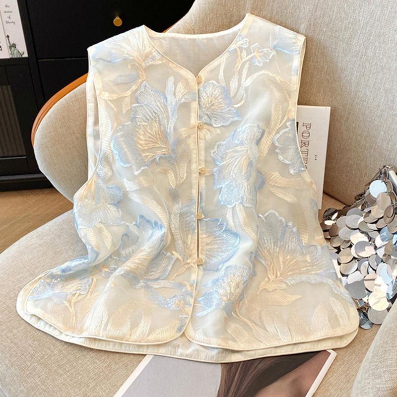Summer Thin Embroidery New Vest with Vest and Female Vest Versatile