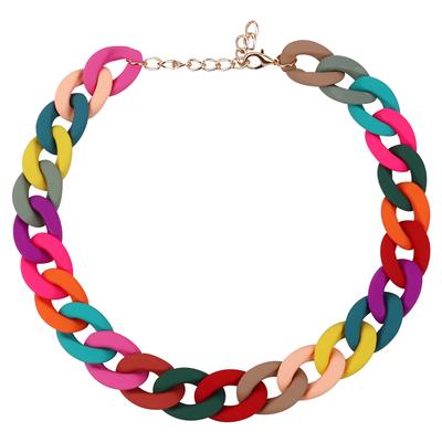 Trendy Colorful Acrylic Chain Choker Necklaces For Women Statement Matte Resin Wide Chain Collar Neck Jewelry 2022 New