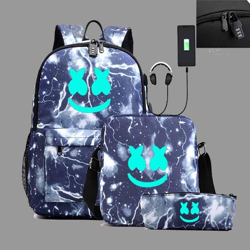 Marshmello Marshmallow Luminous Mugursoma Crossbody Zīmuļu