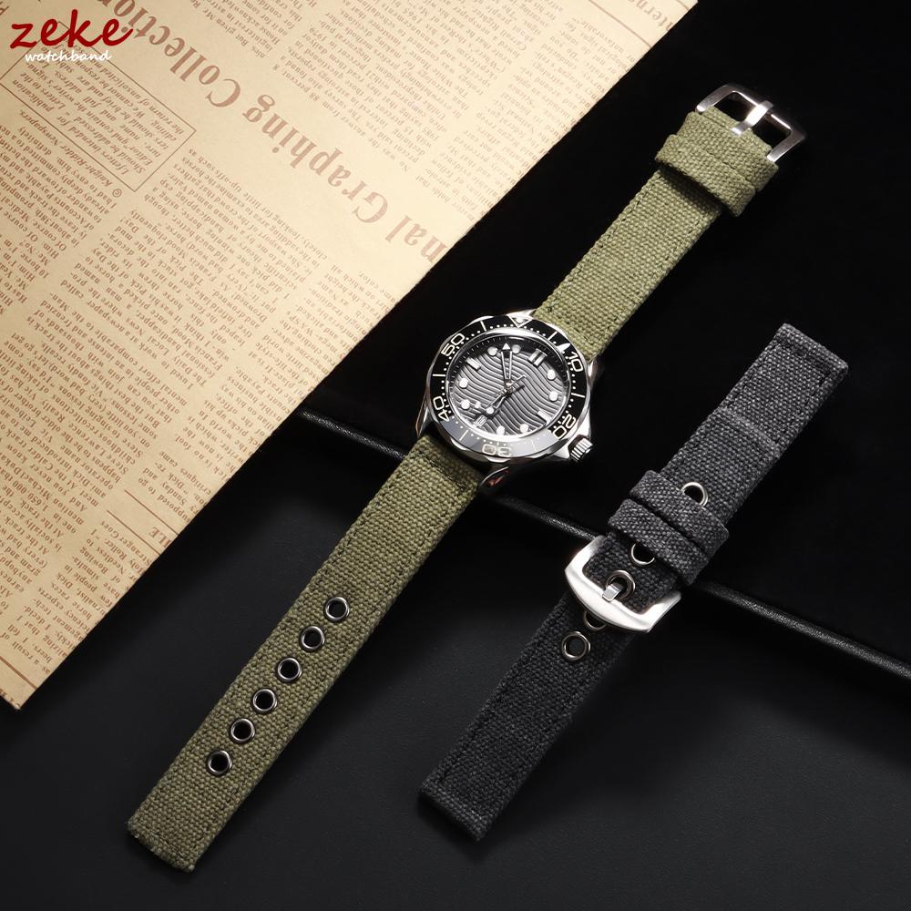 Curea de ceas din nailon cu nervuri, curea de ceas din nailon canvas 20mm 22mm 24mm pentru accesorii curea de ceas Omega pentru brățări curea de ceas militar