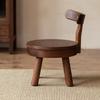 Solid Wood Entryway Shoe Stool Comfortable Curved Back Low Stool Thickened Durable Coffee Table Rotating Seat for Home Decor