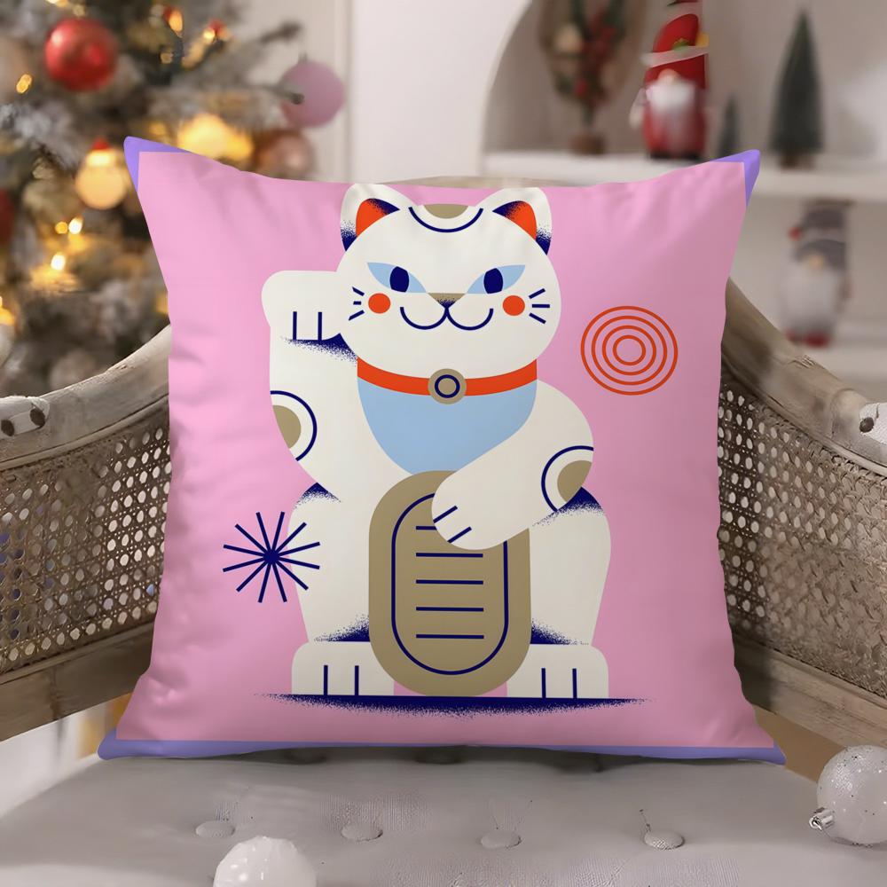 Japanese Traditional Shrine Ritual Prints Pillow Case Comfort Sofa Bed Silky Elegant Invisible Zipper Decorative Cushion Cover