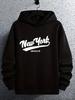"""New York Brooklyn" Grafik-Hoodie - Lässiger schwarzer Pullover mit weißer Schreibschrift"""