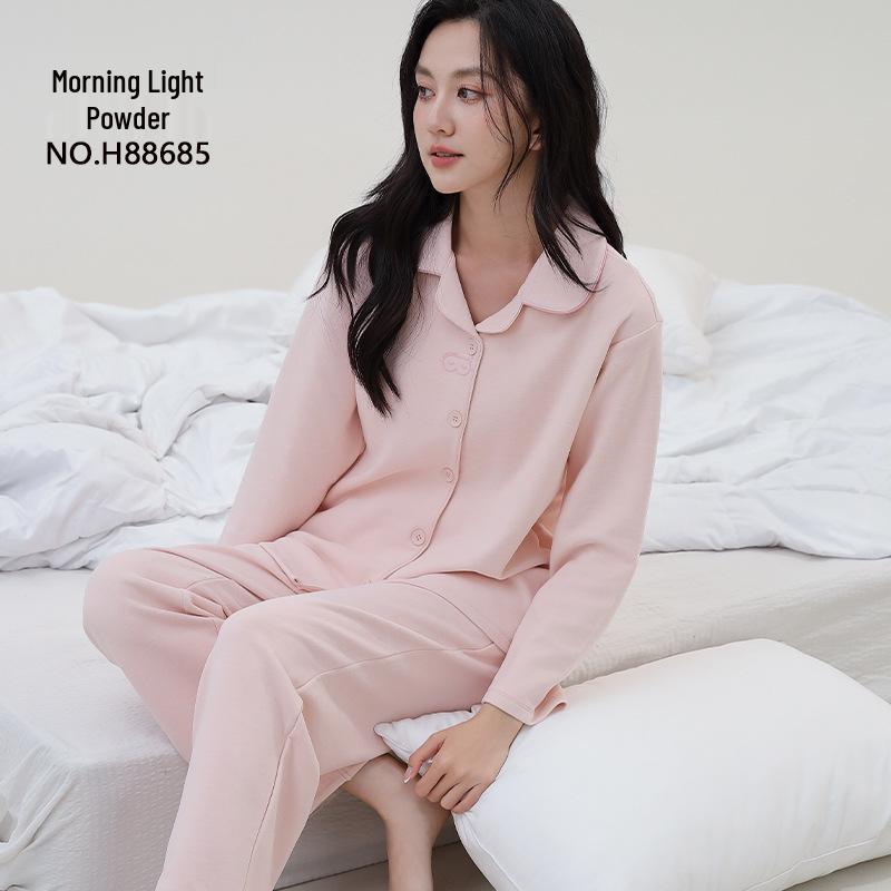 Women s Striped Cashmere Pajama Set: Cozy Pink Autumn/Winter Plush Wear with Cute Prints L