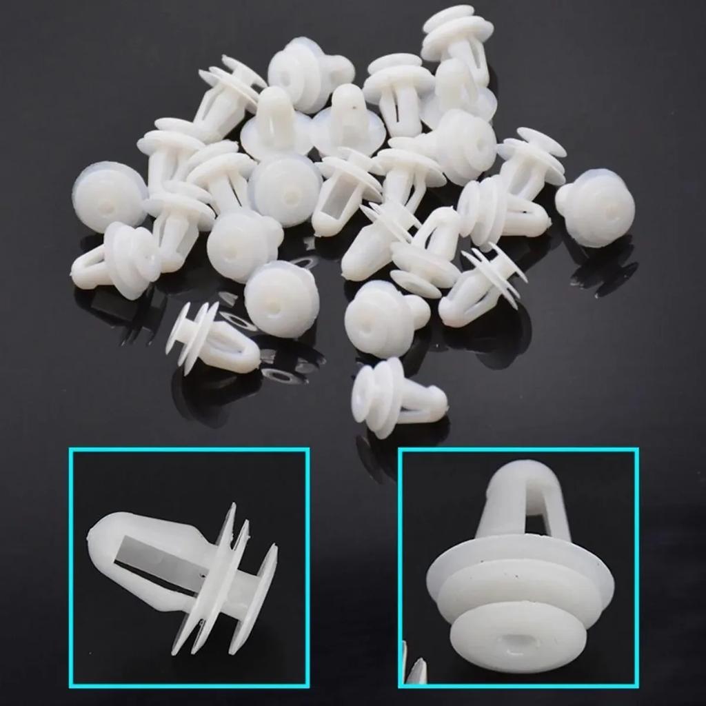 50pcs White Auto Bumper Fender Fastener Retainer Clips 8mm Hole Fixed Rivet Retainer Plastic Rivets Fastener Push Clips Custom
