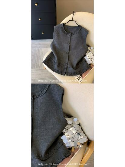 2025 Grey Ear-Side Cape Vest: Stylish High-End Autumn Short Jacket