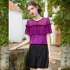 Women's Ruffled Round Neck Short Sleeve Blouse