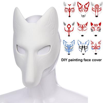 Cosplay Fox Masque with Elastic Band Solid Color DIY Painting Carnival Party Ball Masquerade Halloween Costume Animal Shape Face Cushion