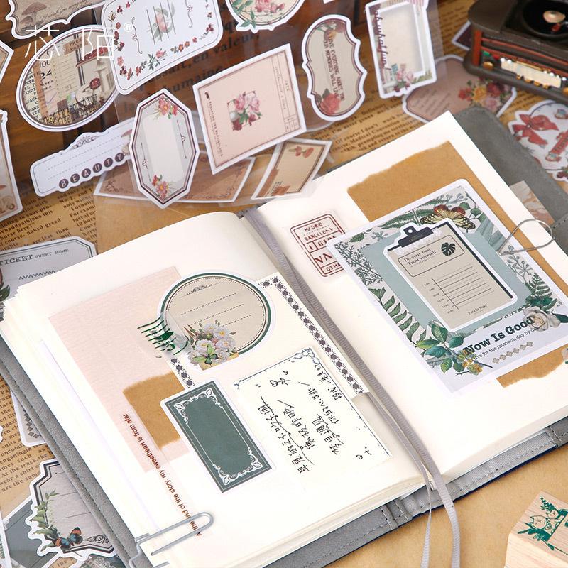 6Pcs Vintage Retro Decorative Stickers Can Be Written DIY Scrapbook Journal Planner Diary Album Craft Stickers
