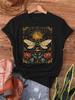 2026 Summer Bohemian Bee Floral Womens Tee  Vintage Art Graphic Casual Boho Top