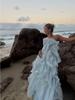 2025 Trendy Women's Off-the-Shoulder Backless Sleeveless Halter Neck Dress with Ruffled Fluffy Skirt