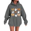 Women's Casual Fashion Comfortable Round Neck With Hood Long Sleeve Halloween Print Warm Sweatshirt
