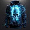 New Trend Skull Tie-dye Hoodie Autumn And Winter Street Hip-hop Style Personality Sweatshirt Men's Super Loose Casual Pullover