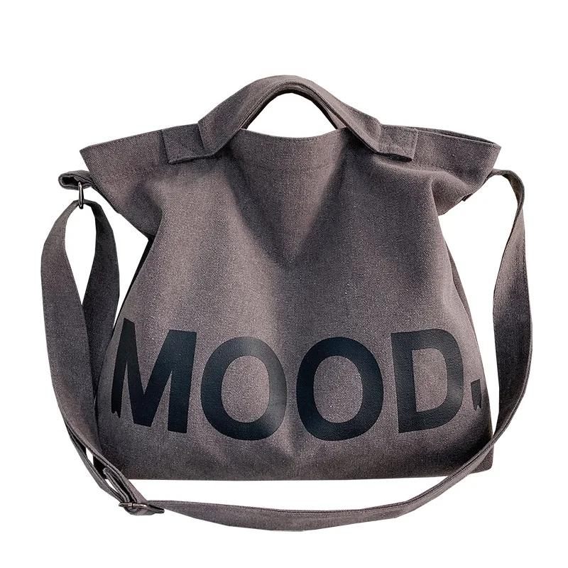 Letter Print Canvas Bag New Men's Canvas Shoulder Crossbody Bag Big Size Tote Bag Large Capacity Handbags for Women