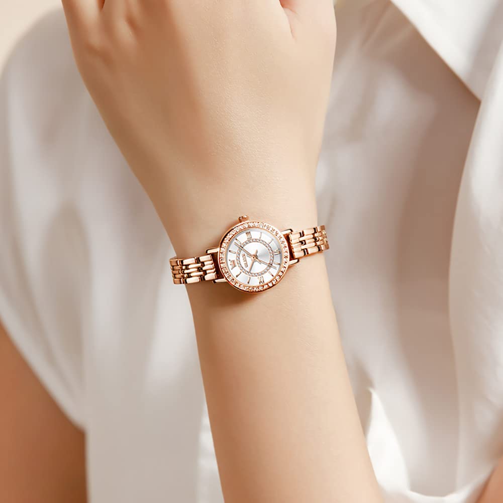 Stylish and waterproof watch with a Milanese mesh design and a analog women's simple, easy-to-read dial. (OLEVS)