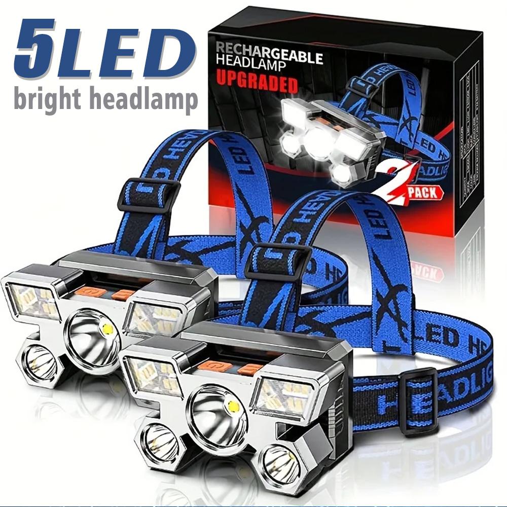 Rechargeable 5 LED Headlamp, Head Light,Waterproof Bright Flashlight for Outdoor Cycling Running Camping Fishing Repairing Work